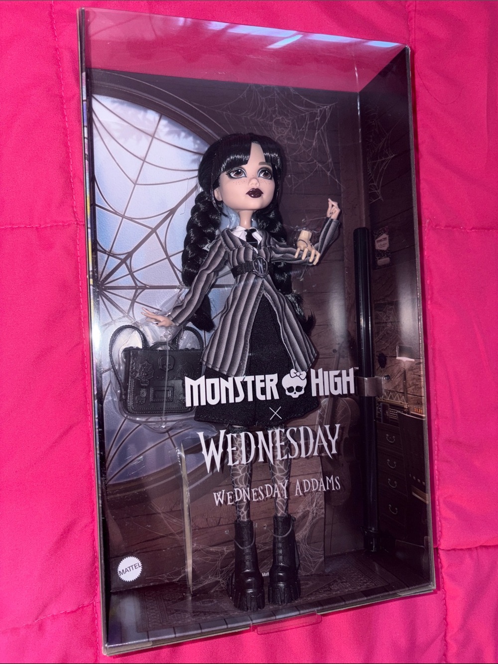 monster high Wednesday Addams Black and Gray Striped Costume Doll